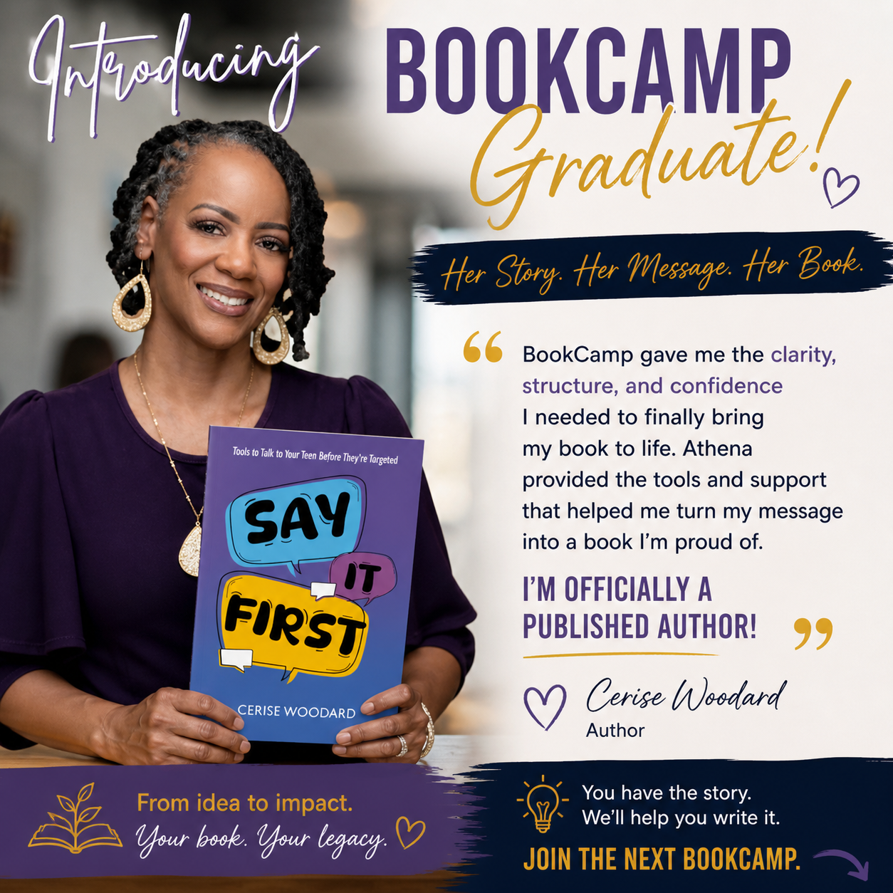 BookCamp Graduate Cerise Woodard